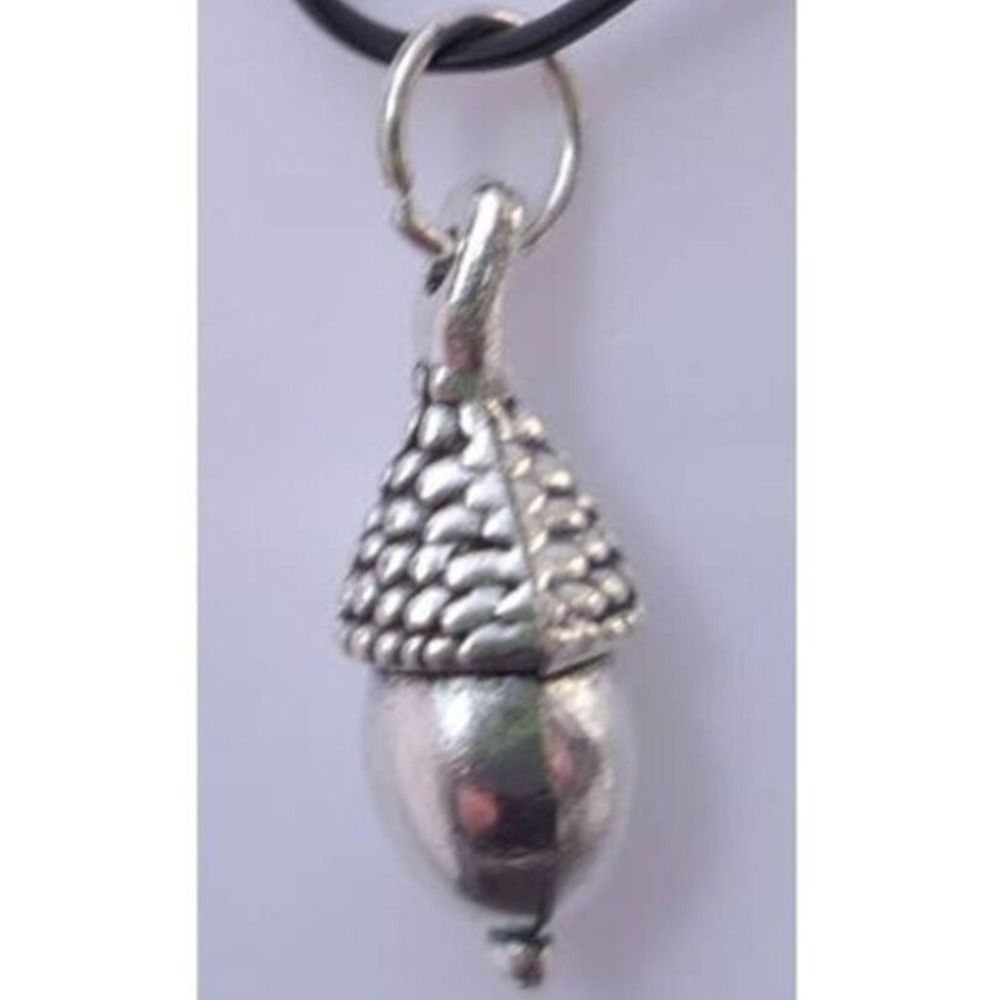 New Handmade Acorn Nut Pendant Charm Silver Tone Rustic Nature Forest Handmade